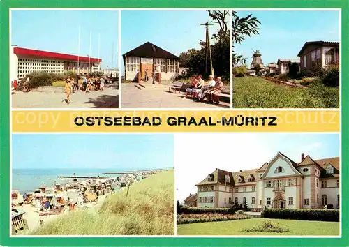 AK / Ansichtskarte Graal Mueritz Ostseebad Broilergaststaette Cafe Seeblick Ferienobjekt Strandperle Strand Sanatorium Richard Assmann Kat. Seeheilbad Graal Mueritz