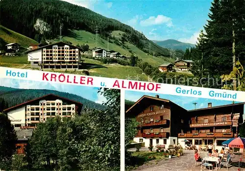 AK / Ansichtskarte Gerlos Gmuend Hotel Kroeller mit Almhof Terrasse