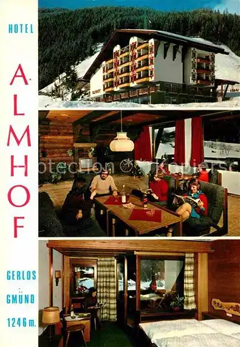 AK / Ansichtskarte Gerlos Gmuend Hotel Almhof Gaststube Zimmer