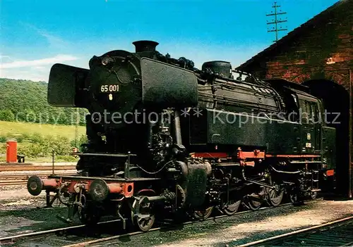 AK / Ansichtskarte Lokomotive Personenzug Tender Lokomotive 65 001 Schuppen Heubach Kat. Eisenbahn