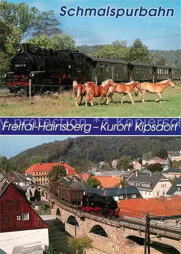 AK / Ansichtskarte Lokomotive Schmalspurbahn Freital Hainsberg Kipsdorf Obercarsdorf Bruecke  Kat. Eisenbahn