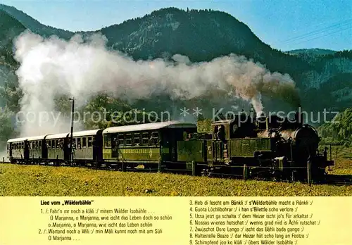 AK / Ansichtskarte Lokomotive Bregenzerwaldbahn Lied Waelderbaehle  Kat. Eisenbahn