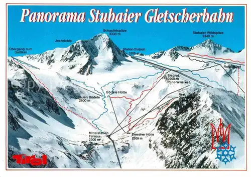 AK / Ansichtskarte Seilbahn Panoramakarte Stubaier Gletscherbahn Stubaital Tirol  Kat. Bahnen