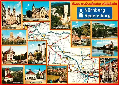 AK / Ansichtskarte Autobahn Nuernberg Regensburg Beratzhausen Pielenhofen Burgthann  Kat. Autos