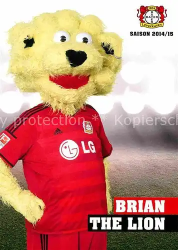 AK / Ansichtskarte Fussball Bayer Leverkusen Saison 2014 15 Maskottchen Brian the Lion  Kat. Sport