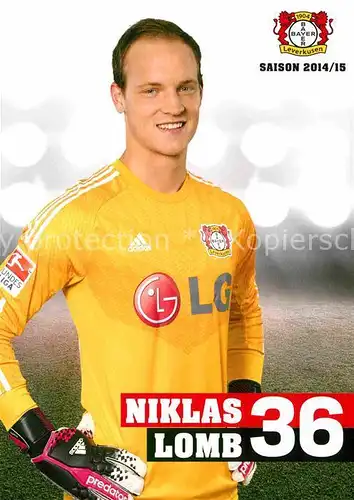 AK / Ansichtskarte Fussball Bayer Leverkusen Niklas Lomb Torwart  Kat. Sport