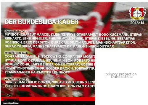 AK / Ansichtskarte Fussball Mannschaft Bayer 04 Leverkusen Saison 2013 14 Kat. Sport