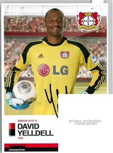 AK / Ansichtskarte Fussball Bayer 04 Leverkusen David Yelldell Torwart Autogramm  Kat. Sport