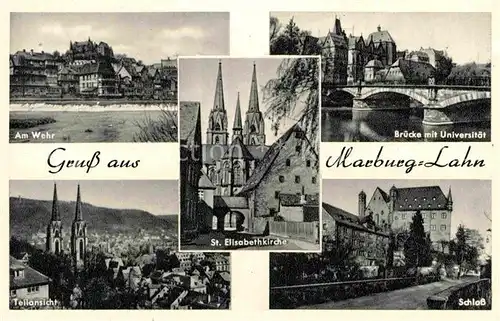 AK / Ansichtskarte Marburg Lahn Am Wehr Bruecke Universitaet Teilansicht Schloss Kat. Marburg