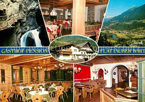 AK / Ansichtskarte Flattach Gasthof Pension Flattacher Wirt Gastraeume Wasserfall Panorama Kat. Flattach