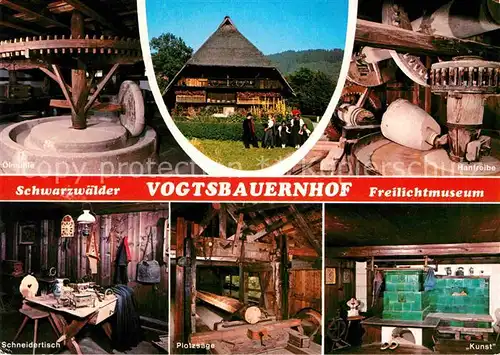 AK / Ansichtskarte Gutach Schwarzwald Schwarzwaelder Vogtsbauernhof Freilichtmuseum Schneidertisch Plotzsaege Kachelofen Kat. Gutach