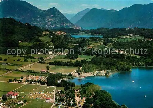 AK / Ansichtskarte Agno Lago di Lugano Camping Agno Fliegeraufnahme Kat. Agno