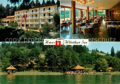 AK / Ansichtskarte Toeschling Poertschach Woerthersee Haus Woerthersee Speisesaal Seepanorama