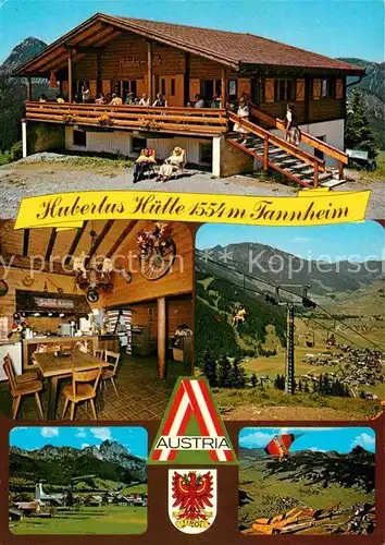AK / Ansichtskarte Tannheim Tirol Hubertus Huette Gaststube Sessellift Drachenflieger Kat. Tannheim