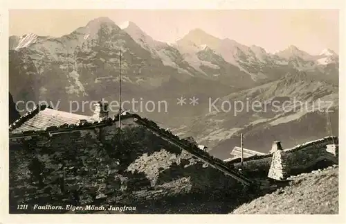 AK / Ansichtskarte Faulhorn Panorama Blick auf Eiger Moench und Jungfrau Berner Alpen Kat. Faulhorn