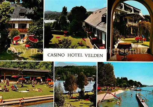 AK / Ansichtskarte Velden Woerthersee Casino Hotel Garten Badestrand