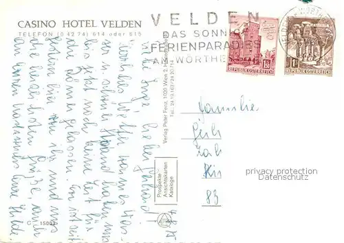 AK / Ansichtskarte Velden Woerthersee Casino Hotel Garten Badestrand