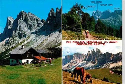 AK / Ansichtskarte Lajen Bozen Schutzhaus Brogles Rifugio Dolomiten Pferde
