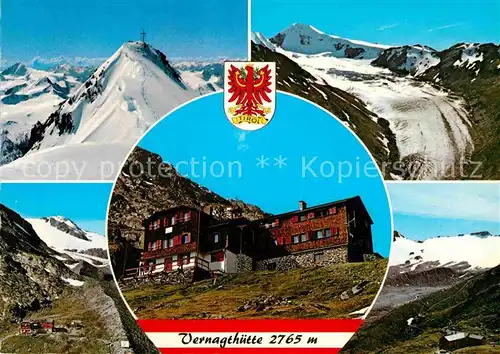 AK / Ansichtskarte Vernagthuette mit Wildspitze und Similaun oetztaler Alpen Kat. Vent Soelden