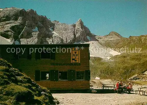 AK / Ansichtskarte Tribulaunhuette Berghaus mit Goldkappl und Sandesjoechl Stubaier Alpen Kat. Gschnitz