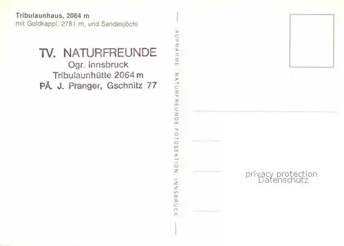 AK / Ansichtskarte Tribulaunhuette Berghaus mit Goldkappl und Sandesjoechl Stubaier Alpen Kat. Gschnitz
