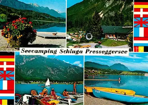 AK / Ansichtskarte Pressegger See Seecamping Strandbad Schluga