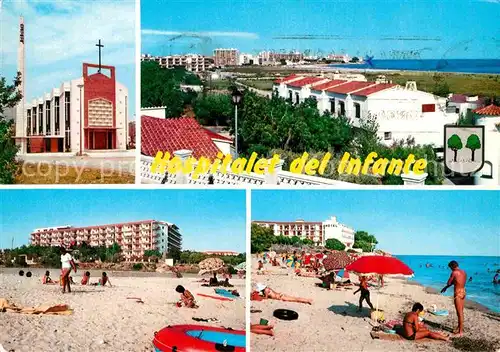 AK / Ansichtskarte Tarragona Costa Dorada Hospitalet del Infante Strand Kirche Kat. Costa Dorada Spanien