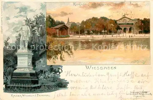 AK / Ansichtskarte Wiesbaden Kurhaus mit Weiher Kat. Wiesbaden