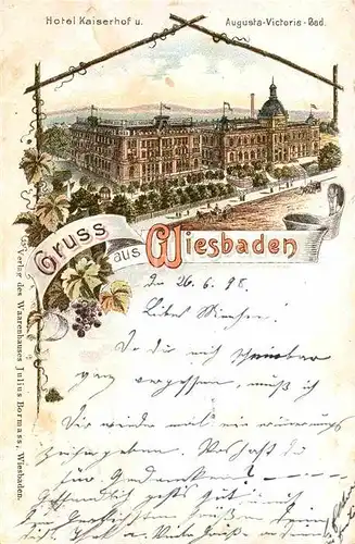 AK / Ansichtskarte Wiesbaden Hotel Kaiserhof Augusta Victoria Bad Kat. Wiesbaden