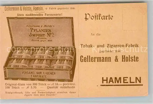 AK / Ansichtskarte Hameln Zigarrenfabrik Gellermann und Holste Kat. Hameln