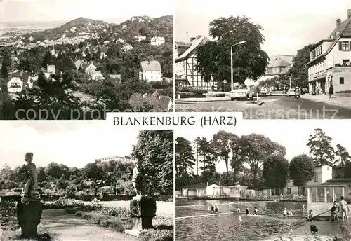 AK / Ansichtskarte Blankenburg Harz Panorama Mauerstrasse Barockgarten im ehem Lustschloss Staedt Freibad Kat. Blankenburg