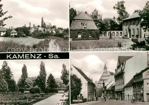 AK / Ansichtskarte Kamenz Sachsen Lessinghaus Teilansicht Rosengarten Weststrasse Kat. Kamenz