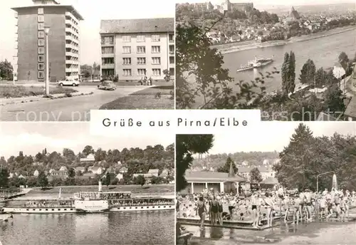 AK / Ansichtskarte Pirna Teilansicht Geibeltbad Gaststaette Schoene Hoehe Personenschiff Stadt Wehlen Kat. Pirna