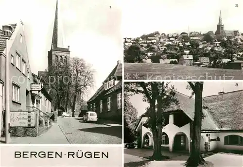 AK / Ansichtskarte Bergen Ruegen Kirche Teilansicht Rugard Gaststaette Kat. Bergen