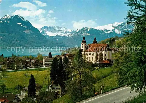 AK / Ansichtskarte Sarnen Kirche Sarnersee Alpenpanorama Kat. Sarnen