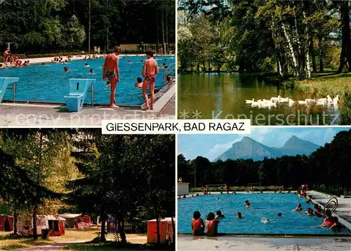 AK / Ansichtskarte Bad Ragaz Giessenpark Camping Parkbad Freibad Alpenblick Kat. Bad Ragaz