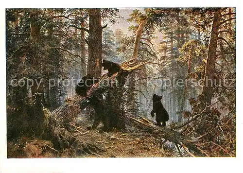 AK / Ansichtskarte Kuenstlerkarte Der MOrgen im Diefernwald I.I. Schischkin  Kat. Kuenstlerkarte