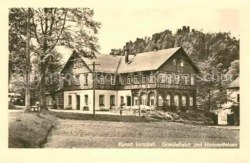 AK / Ansichtskarte Jonsdorf Gondelfahrt Gasthaus und Nonnenfelsen Zittauer Gebirge Kat. Kurort Jonsdorf