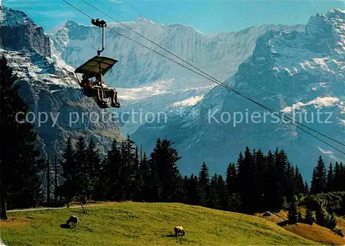 AK / Ansichtskarte Sessellift Grindelwald Firstbahn Fiescherhoerner  Kat. Bahnen