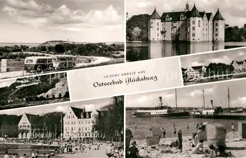AK / Ansichtskarte Gluecksburg Ostseebad Schloss Strand Flensburger Foerde Kat. Gluecksburg (Ostsee)