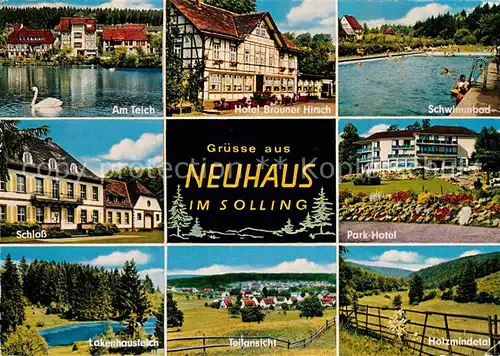 AK / Ansichtskarte Neuhaus Solling Am Teich Schloss Lakenhausteich Schwimmbad Kat. Holzminden