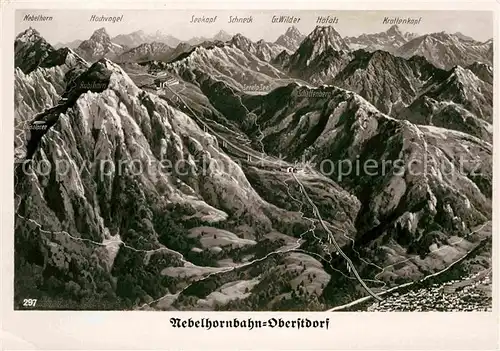 AK / Ansichtskarte Seilbahn Nebelhorn Oberstdorf See Alpe Gebirgskarte  Kat. Bahnen
