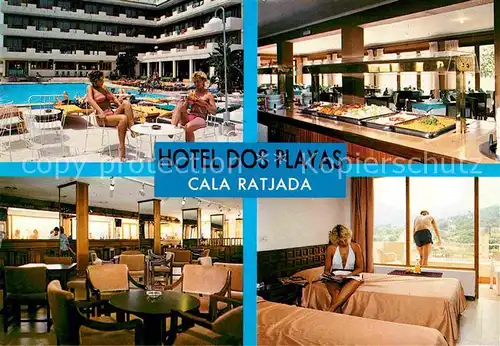 AK / Ansichtskarte Cala Ratjada Mallorca Hotel dos Playas Buffet Spesesaal Zimmer Kat. Spanien