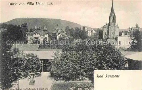 AK / Ansichtskarte Bad Pyrmont Blick von der Villa Uslar mit Kirche Kat. Bad Pyrmont