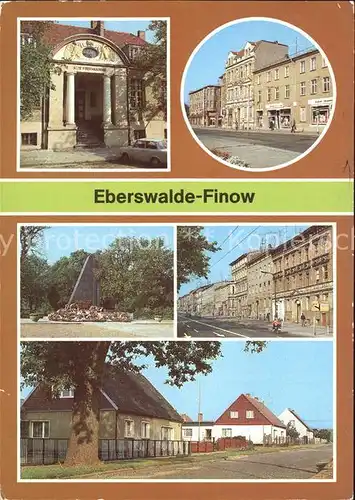 AK / Ansichtskarte Finow Eberswalde Forstakademie Denkmal Strassenpartien Clara Zetkin Siedlung