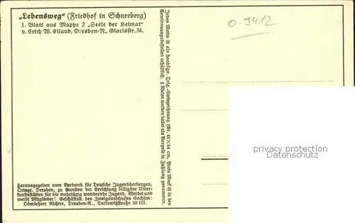 AK / Ansichtskarte Schneeberg Erzgebirge Lebensweg Friedhof 1. Blatt aus Mappe 2 Seele der Heimat Erich W Eiland Kuenstlerkarte Kat. Schneeberg