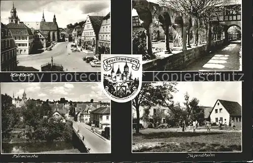 AK / Ansichtskarte Feuchtwangen Marktplatz Kreuzgang Jugendheim Tuermemotiv Bruecke Kat. Feuchtwangen