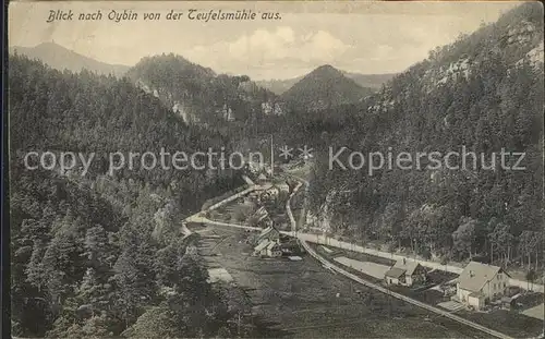 AK / Ansichtskarte Oybin Panorama Blick von der Teufelsmuehle Zittauer Gebirge Kat. Kurort Oybin