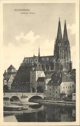 AK / Ansichtskarte Regensburg Steinerne Bruecke Dom St Peter / Regensburg /Regensburg LKR