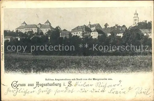 AK / Ansichtskarte Augustusburg Ortsansicht mit Schloss und Kirche Kat. Augustusburg